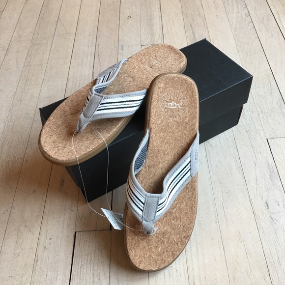 UGG | Men’s Seaside Striped Cork Flip Flops - Picture 4 of 8